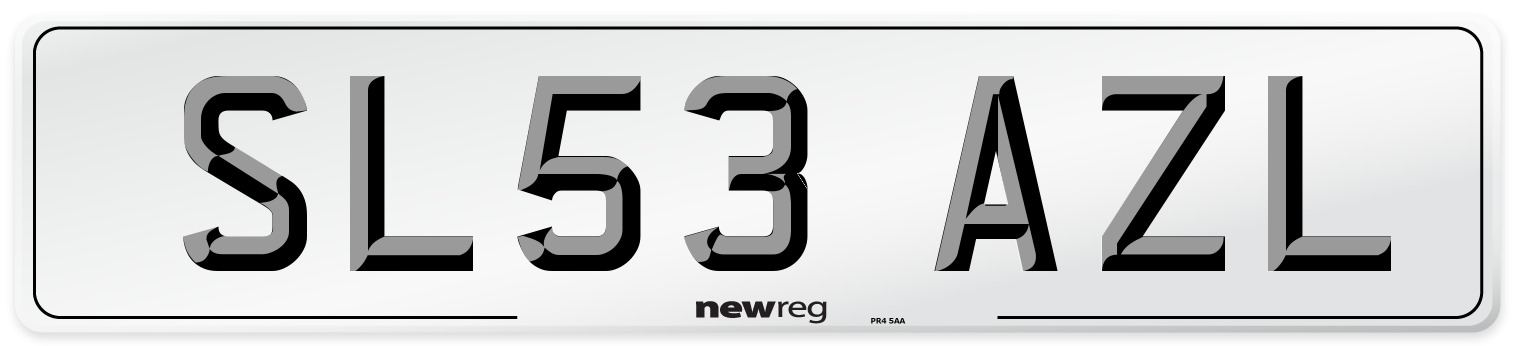 SL53 AZL Number Plate from New Reg